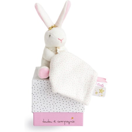Doudou lapin mouchoir rose lapin étoile - Doudou Et Compagnie