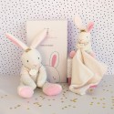 Doudou lapin mouchoir rose lapin étoile - 10 cm - Doudou Et Compagnie