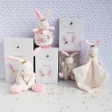 Doudou lapin mouchoir rose lapin étoile - 10 cm - Doudou Et Compagnie