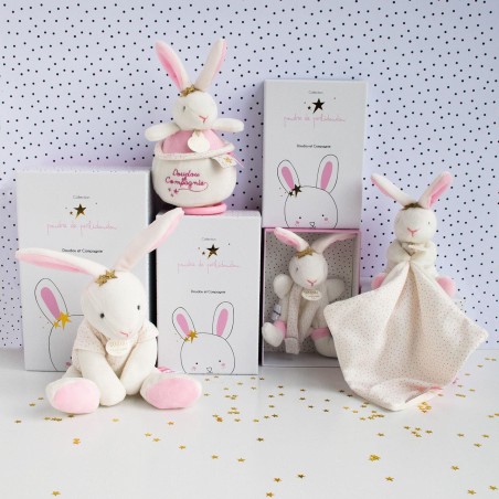 Doudou lapin mouchoir rose lapin étoile - Doudou Et Compagnie