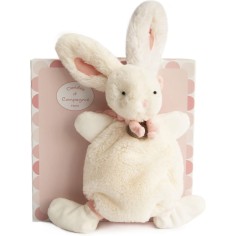 Peluche doudou Lapin Bonbon Rose 26 cm Blanc - Doudou Et Compagnie