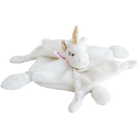 Doudou plat Licorne blanche - Doudou Et Compagnie