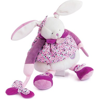 Peluche d'activités Cerise le lapin rose - 30 cm - Doudou Et Compagnie