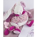 Peluche d'activités Cerise le lapin rose - 30 cm - Doudou Et Compagnie