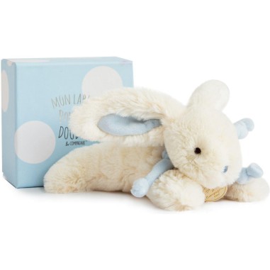 Peluche Lapin Bonbon Bleu Blanc - 20 cm - Doudou Et Compagnie