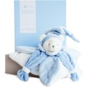 Doudou plat Ours Collector bleu Blanc - 24 cm - Doudou Et Compagnie