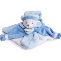 Doudou plat Ours Collector bleu Blanc - 24 cm - Doudou Et Compagnie