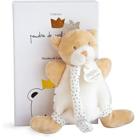 Ours petit roi - doudou avec attache-sucette - taille 15 cm - Doudou Et Compagnie
