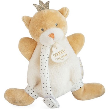 Ours petit roi - doudou avec attache-sucette - taille 15 cm - Doudou Et Compagnie