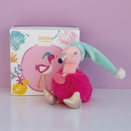 Mini peluche boule Flamant Rose - Minizoo - Doudou Et Compagnie