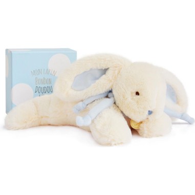 Peluche Lapin Bonbon Bleu Blanc - 30 cm - Doudou Et Compagnie