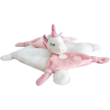Doudou Licorne rose et blanche - Doudou Et Compagnie