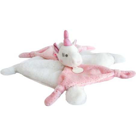 Doudou Licorne rose et blanche - Doudou Et Compagnie