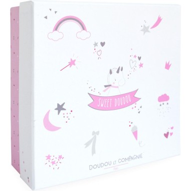 Doudou Licorne rose et blanche - Doudou Et Compagnie