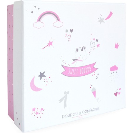 Doudou Licorne rose et blanche - Doudou Et Compagnie