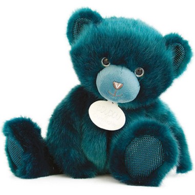 Ours en peluche bleu paon - 30 cm - Doudou Et Compagnie