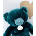 Ours en peluche bleu paon - 30 cm - Doudou Et Compagnie
