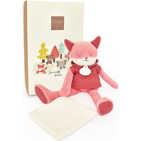 Doudou Renard Rose Mouchoir Sweety 25cm - Cadeau Bébé Naissance - Doudou Et Compagnie