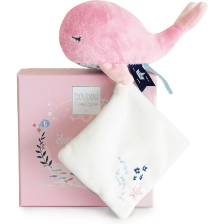 Baleine doudou bebe rose - Doudou Et Compagnie