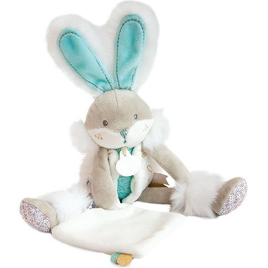 Coffret peluche lapin de sucre- lapin mouchoir vert - 31 cm - Doudou Et Compagnie