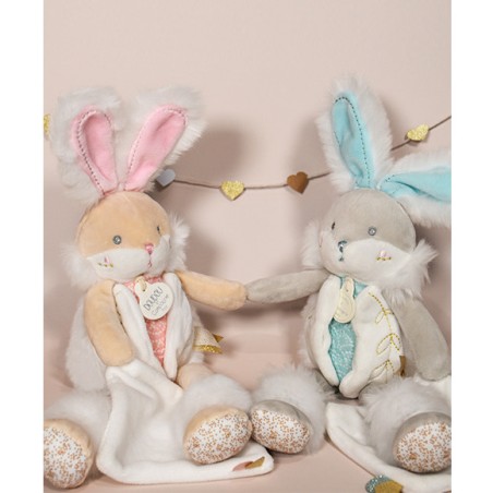 Lapin De Sucre amande Pantin avec doudou - Doudou Et Compagnie