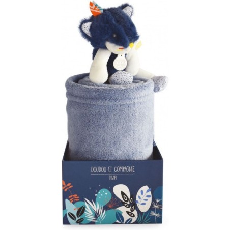 Plaid et doudou loup Tiwipi - Doudou Et Compagnie