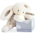 Peluche Lapin Bonbon Taupe Blanc - 30 cm - Doudou Et Compagnie