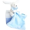 Doudou mouchoir lapin bleu Blanc - 10 cm - Boite fleur - Doudou Et Compagnie