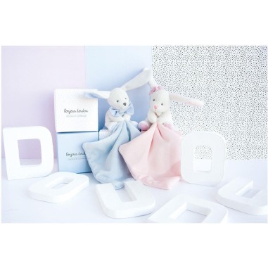 Doudou mouchoir lapin bleu - Doudou Et Compagnie