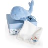 Baleine doudou bebe bleue - 15 cm - Doudou Et Compagnie
