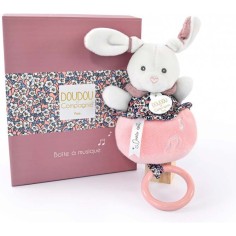 Boite a Musique Peluche musicale Lapin Rose - Boh'Aime - Doudou et Compagnie