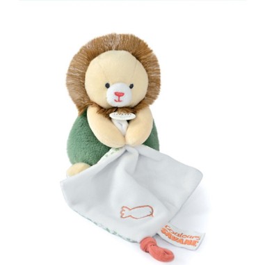 Peluche Lion beige doudou mouchoir 15 cm - Doudou et Compagnie