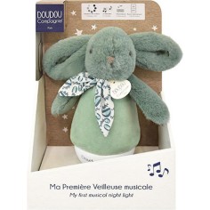 Lapin Doudou - Veilleuse musicale Culbuto - Vert - Doudou et Compagnie