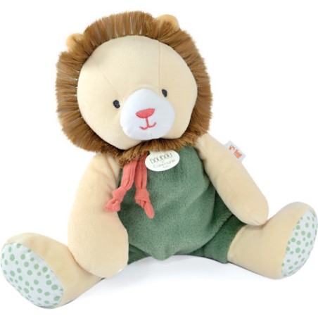 Doudou Lion beige et vert 30 cm - Doudou et Compagnie