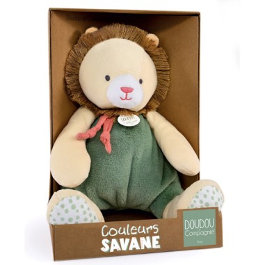 Doudou Lion beige et vert 30 cm - Doudou et Compagnie