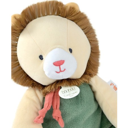 Doudou Lion beige et vert 30 cm - Doudou et Compagnie