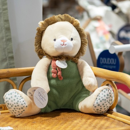 Doudou Lion beige et vert 30 cm - Doudou et Compagnie