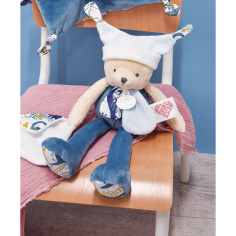 Doudou ours mouchoir 3 histoires Bleu - Doudou et Compagnie 2
