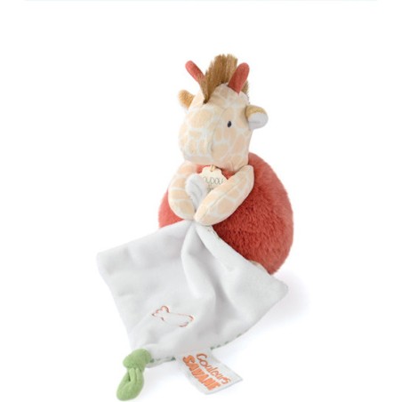 Peluche Girafe avec doudou mouchoir 15 cm - Doudou et Compagnie