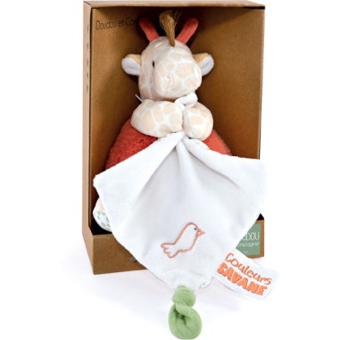 Peluche Girafe avec doudou mouchoir 15 cm - Doudou et Compagnie