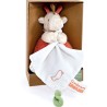 Peluche girafe avec doudou mouchoir Beige - 15 cm - Doudou et Compagnie