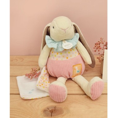 Découvrez la peluche lapin rose Lapin Ciboulette et son doudou ! - Doudou et Compagnie