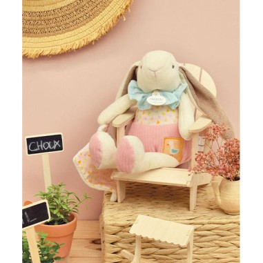 Découvrez la peluche lapin rose Lapin Ciboulette et son doudou ! - Doudou et Compagnie