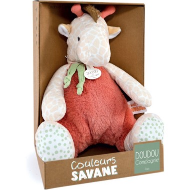 Peluche Girafe beige et orange 30 cm - Doudou et Compagnie