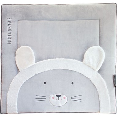 Tapis de chambre Lion Gris - 100 x 100 cm - Doudou Et Compagnie