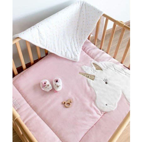 Tapidou licorne rose / or - taille 100x100 cm - Doudou Et Compagnie