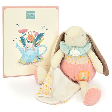 Découvrez la peluche lapin rose Lapin Ciboulette et son doudou ! - Doudou et Compagnie