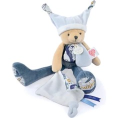 Doudou ours mouchoir 3 histoires Bleu - Doudou et Compagnie