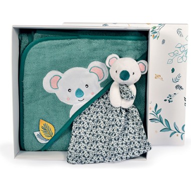 Coffret cadeau cape de bain et Doudou Yoca le koala - 80 x 80 cm - Doudou et Compagnie