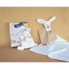 Coffret cadeau naissance plaid et Doudou Lapin Happy Wild Blanc - 70 x 100 cm - Doudou et Compagnie